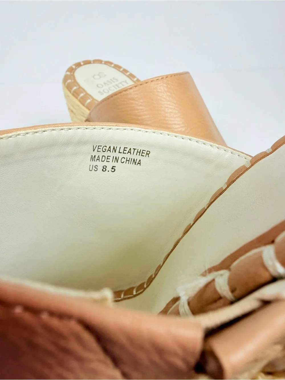 Oasis Society Neutral Tan Espadrille Wedge Slide - Comfy‎ Platform Sandals 8.5